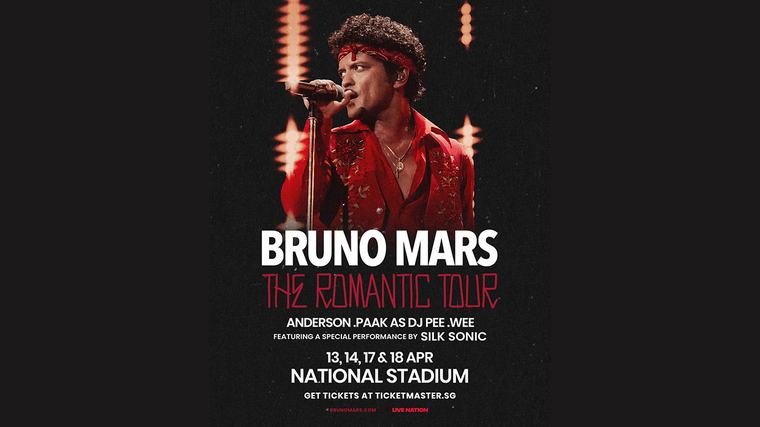Bruno Mars adakan konsert empat malam di Singapura pada April 2027