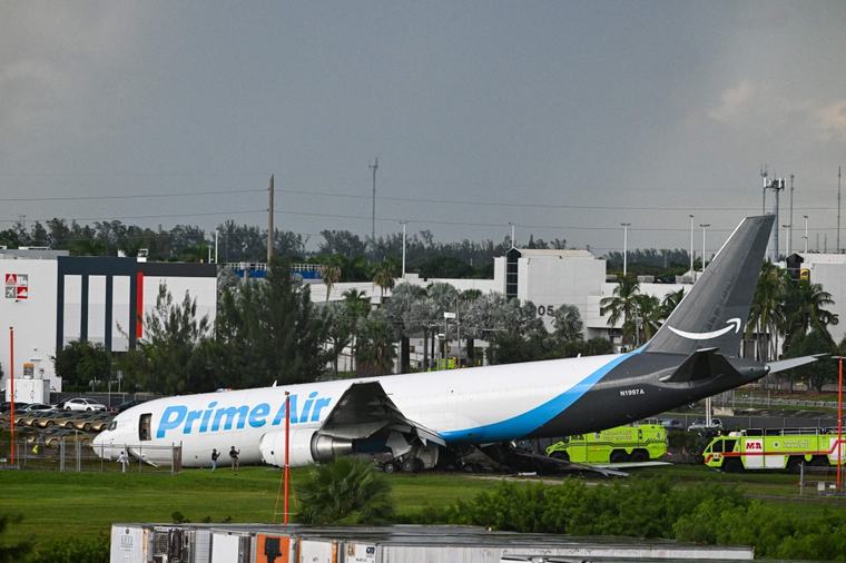 Five killed, five injured after Amazon cargo plane crashes after overshooting Miami runway