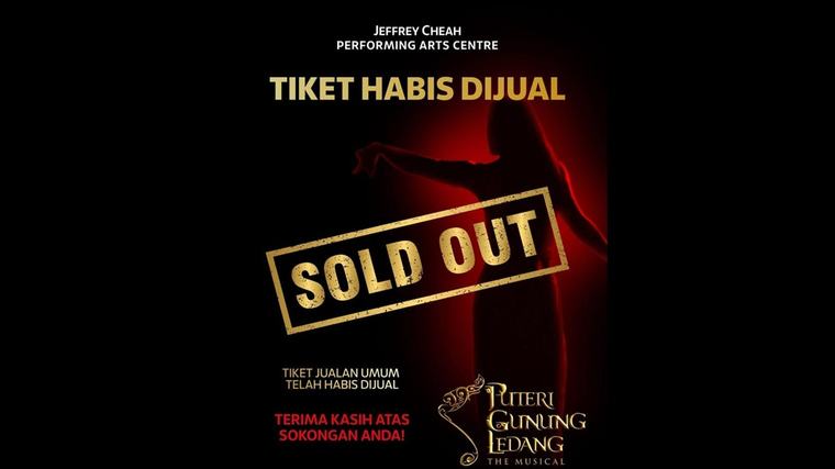 Tiket pementasan Puteri Gunung Ledang The Musical habis dijual dalam dua jam