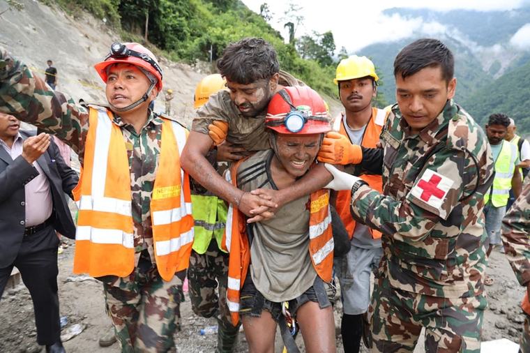 Two hydropower workers rescued alive from Nepal tunnels more than a week after catastrophic floods